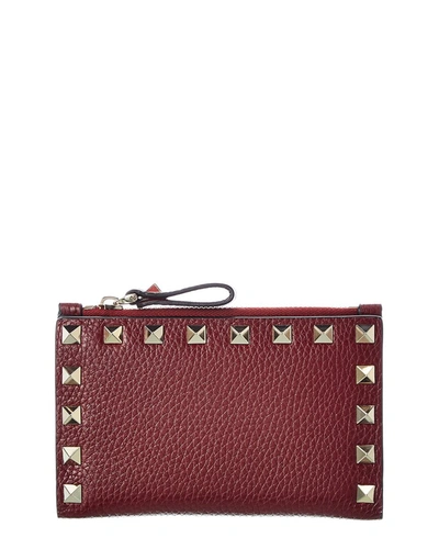 Shop Valentino Rockstud Leather Coin Purse In Red