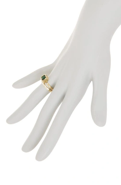 Shop Covet Crystal Solitaire Stacking Rings In Green