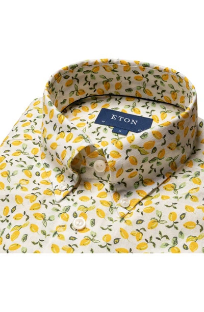 Shop Eton Slim Fit Short Sleeve Linen Button-down Shirt In Lt/ Pastel Yellow