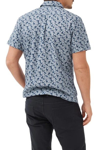 Rodd & Gunn Willowbank Leaf Print Short Sleeve Button-up Shirt In Deep Ocean