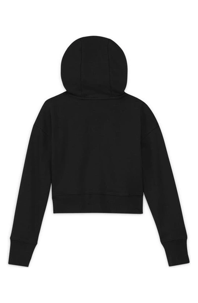 Shop Nike Kids' Club Crop Cotton Blend French Terry Hoodie In Black/white