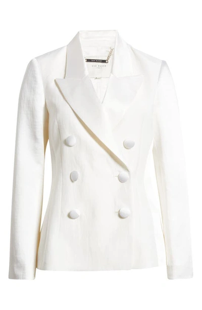 Shop Ted Baker Astaa Double Breasted Blazer In Cream