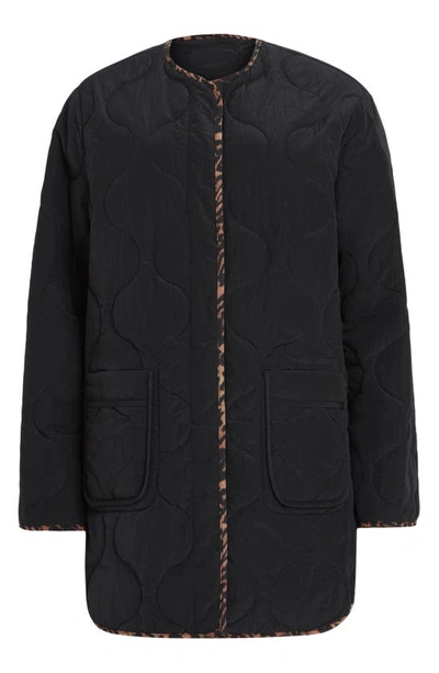 Shop Allsaints Phyllis Reversible Leopard Print Liner Jacket In Natural Brown