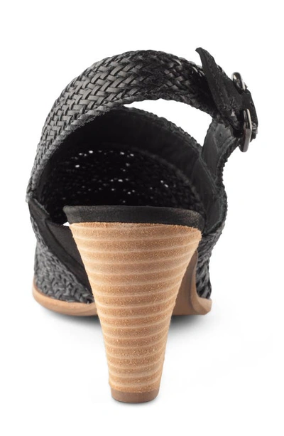 Shop Paul Green Lovely Woven Leather Sandal In Black Woven Softnubuk