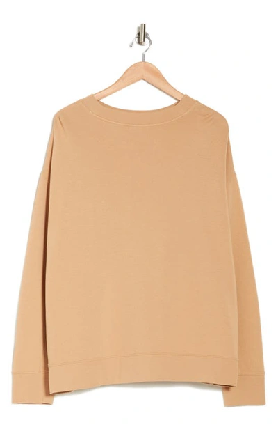 Vince Essential Relaxed Cotton Sweatshirt In Chamois