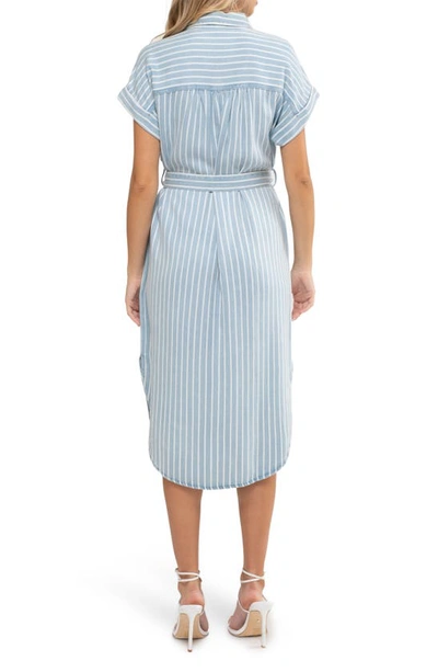 Shop August Sky Stripe Shirtdress In Chambray Multi