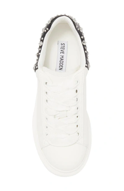 Shop Steve Madden Gaines Platform Sneaker In White / Black/ Silver