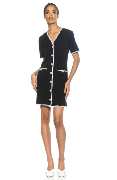 Alexia Admor Jaiya Short Sleeve Button Front Dress In Black