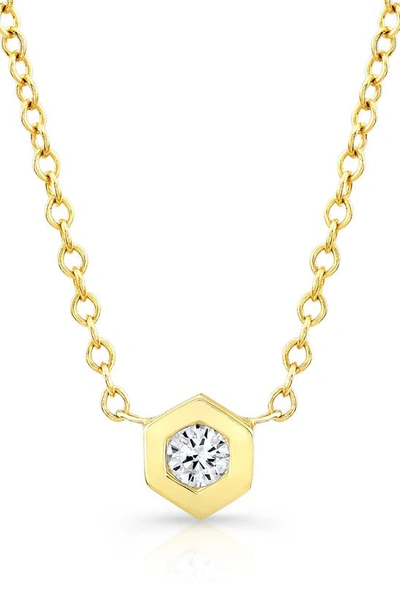 Shop Ron Hami 14k Yellow Gold Bezel Diamond Pendant Necklace In Gold/ Diamond