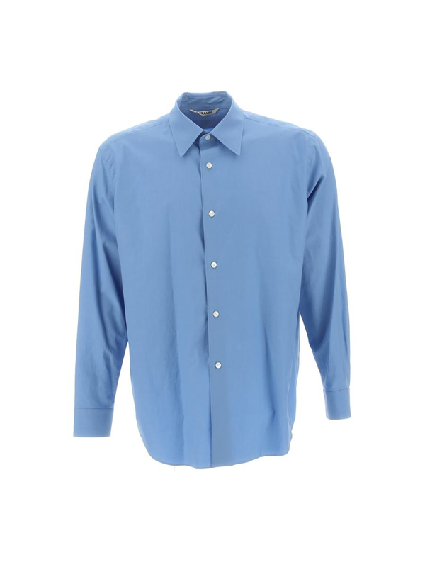 AURALEE Blue Plunging Denim Shirt