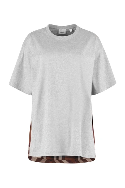 Shop Burberry Oversize Cotton T-shirt In Grey