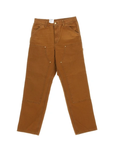 Shop Carhartt Wip Trousers In Deep H Brown Aged Canvas