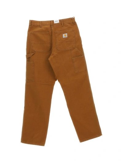 Shop Carhartt Wip Trousers In Deep H Brown Aged Canvas