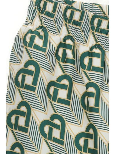 Shop Casablanca Shorts In Heart Monogramme Green