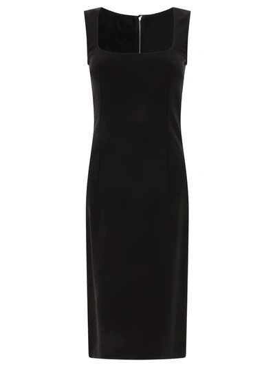 Shop Dolce & Gabbana Milano Stitch Dress In Black