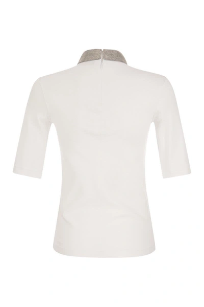 Shop Fabiana Filippi T-shirt With Luxury Neckline In White