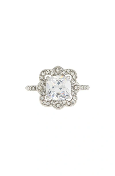 Shop Covet Halo Engagement Ring In Rhodium