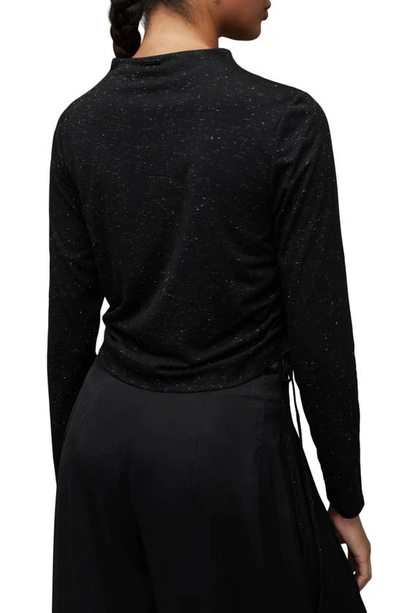 Allsaints Beta Funnel Neck Shimmer Tank Top In Black