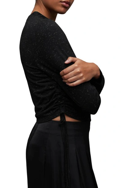 Allsaints Beta Funnel Neck Shimmer Tank Top In Black