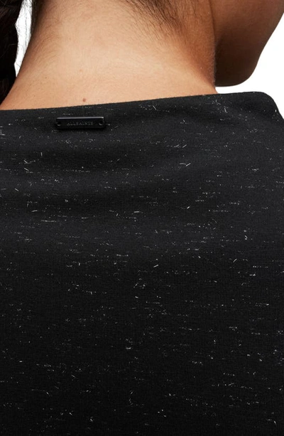 Allsaints Beta Funnel Neck Shimmer Tank Top In Black