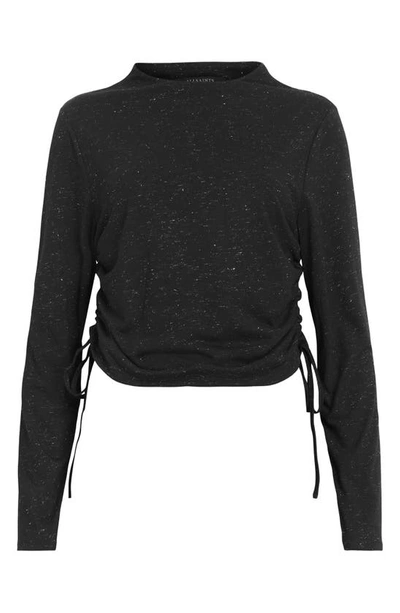 Allsaints Beta Funnel Neck Shimmer Tank Top In Black