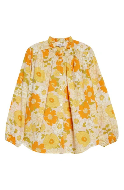 Shop Mille Francesca High Neck Cotton Blouse In Retro Floral