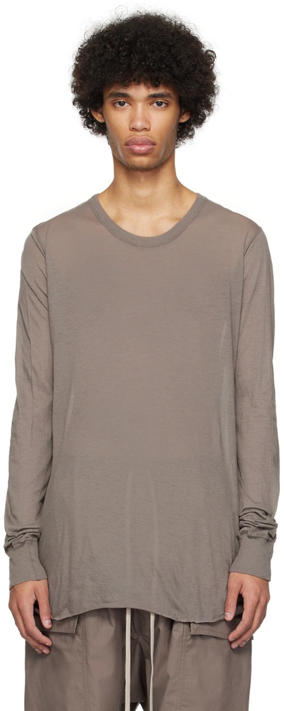 Shop Rick Owens Gray Basic Long Sleeve T-shirt In 34 Dust