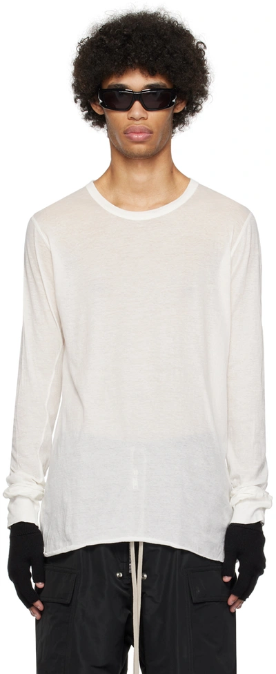 Shop Rick Owens Off-white Basic Long Sleeve T-shirt In 11 Milk