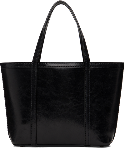 Shop Dunst Black Crinkled Leather Tote