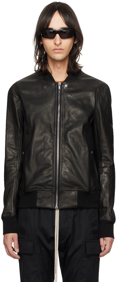 Shop Rick Owens Black Classic Flight Leather Jacket In 09 Black