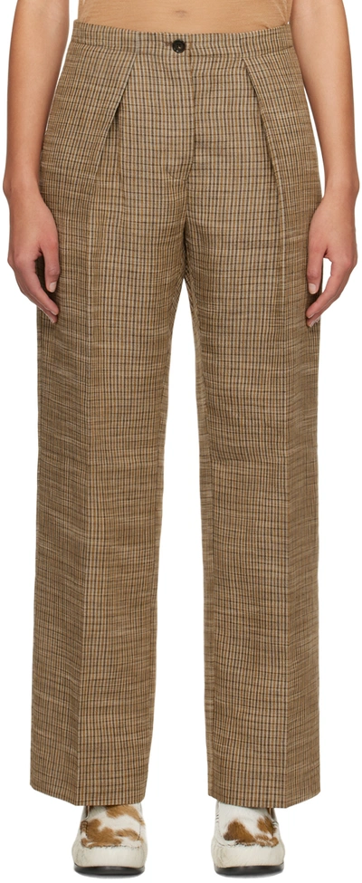 Shop Acne Studios Brown Check Trousers In Bph Multi Brown
