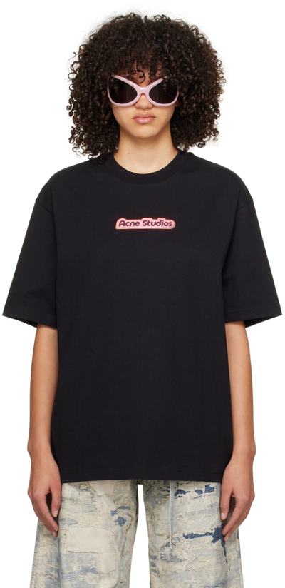Shop Acne Studios Black Bonded T-shirt In 900 Black