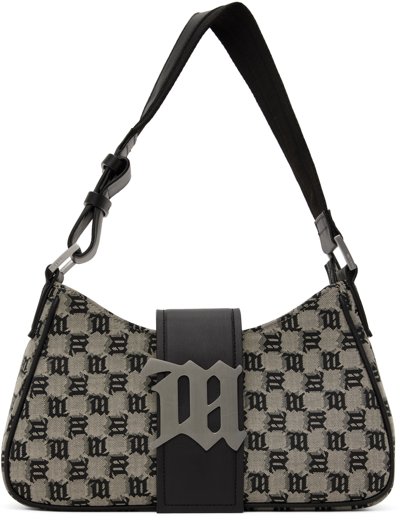 Shop Misbhv Black & Taupe Jacquard Monogram Medium Bag In Mlc