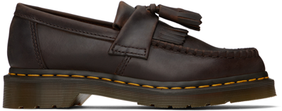 Shop Dr. Martens' Brown Adrian Leather Tassel Loafers In Dark Brown/crazy Hor