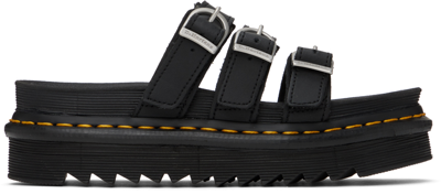 Shop Dr. Martens' Black Blaire Leather Slide Sandals In Black Hydro