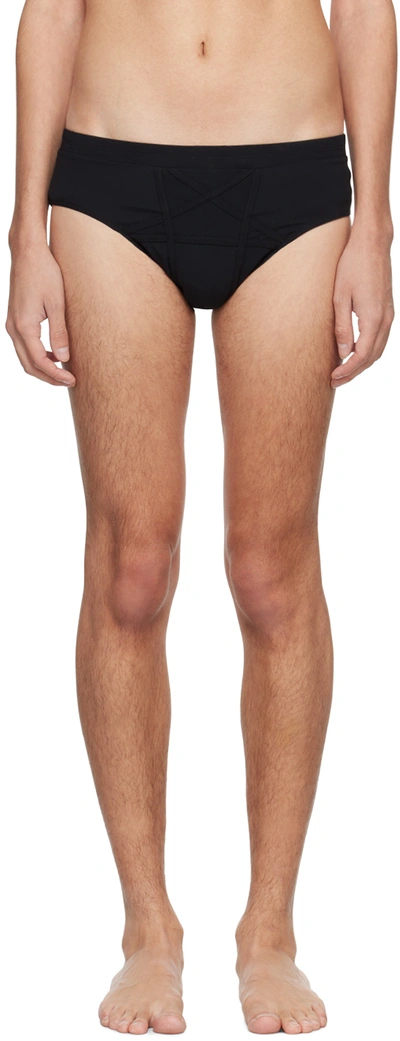 Shop Rick Owens Black Penta Swim Briefs In 09 Black