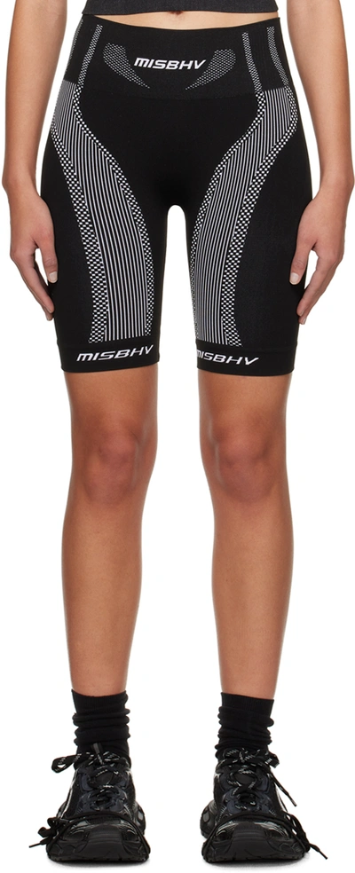 Shop Misbhv Black & White Biker Sport Shorts In Black/white
