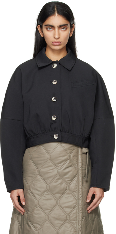 Shop Ganni Black Short Jacket In 099 Black