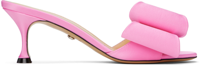 Shop Mach & Mach Pink 'le Cadeau' Satin 65 Heeled Sandals In Baby Pink