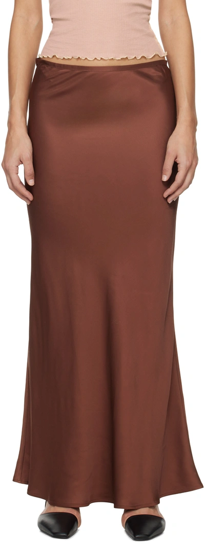 Shop Baserange Brown Dydine Maxi Skirt In Dark Brown