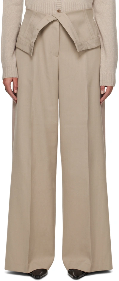 Shop Acne Studios Beige Tailored Trousers In Ae5 Cold Beige