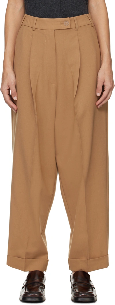 Shop Cordera Tan Tailoring Trousers In Camel