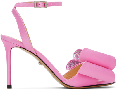 Mach&mach Le Cadeau Double Bow Ankle Strap Sandal In Barbie Pink