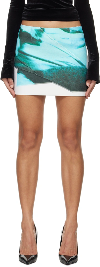 16arlington Delta Printed Crepe Mini Skirt In Blue Print/white