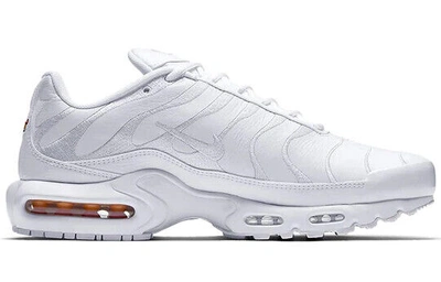 Pre-owned Nike Air Max Plus Tn Leather Triple White Sneaker Herren Leder (aj2029-100) Neu In Weiss