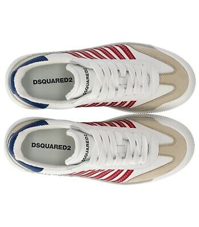 Pre-owned Dsquared2 Jersey Weiss Rot Sneaker Herren