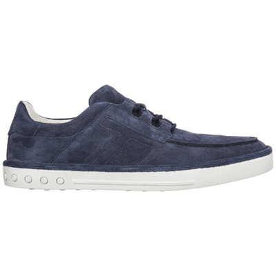 Pre-owned Tod's Sneaker Herren Xxm68b0bj60re0u820 Logo Wildleder Galassia Blu Schuhe In Blau