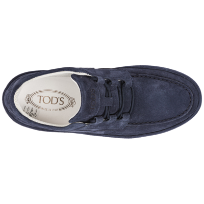 Pre-owned Tod's Sneaker Herren Xxm68b0bj60re0u820 Logo Wildleder Galassia Blu Schuhe In Blau