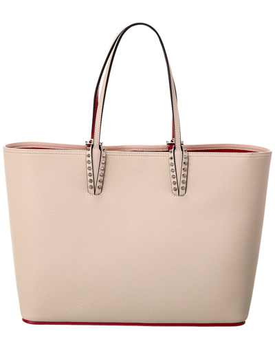Shop Christian Louboutin Cabata Leather Tote In Beige