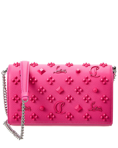 Shop Christian Louboutin Paloma Leather Clutch In Pink